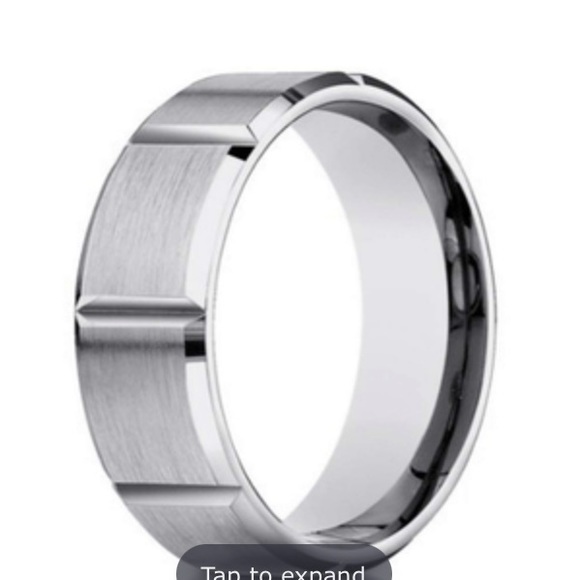 BENCHMARK Mens Size 8, 7MM Brushed Tungsten Wedding Band with Vertical Groove. - Picture 3 of 12